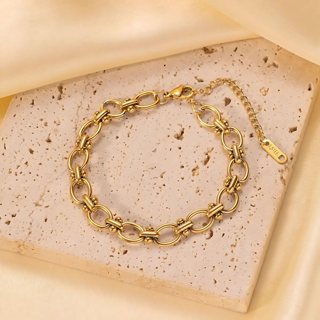 18K vergoldetes ovales Gliederarmband – Kühler & eleganter Ketten Schmuck