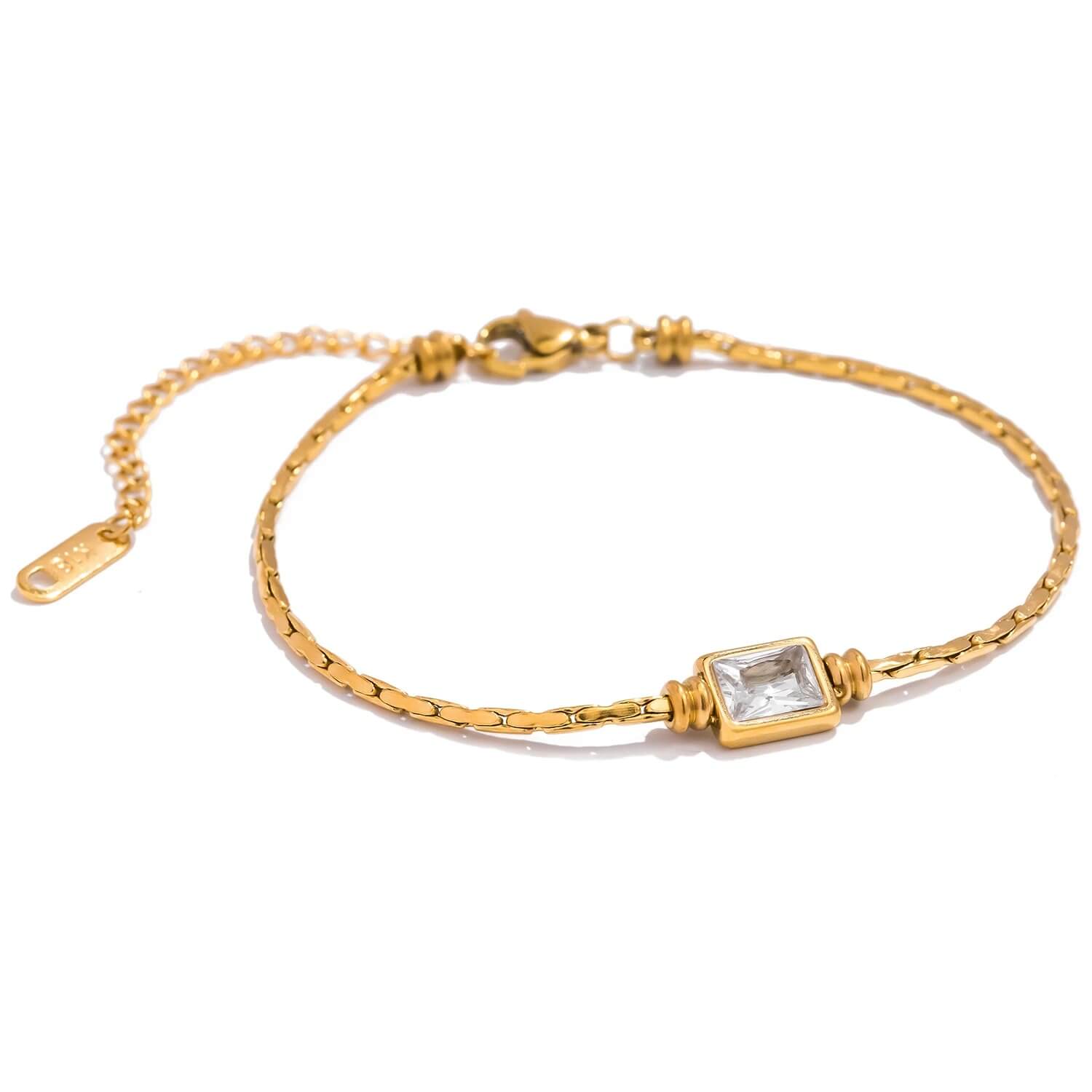 Minimalistische Callie Kristall Anhängerarmband – Gold & Silber verstellbar