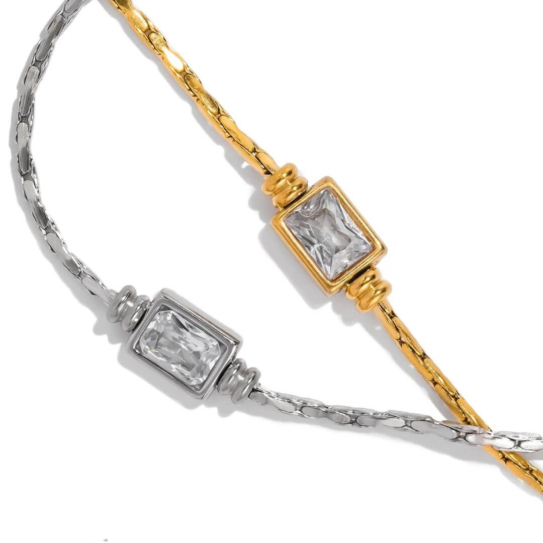 Minimalistische Callie Kristall Anhängerarmband – Gold & Silber verstellbar
