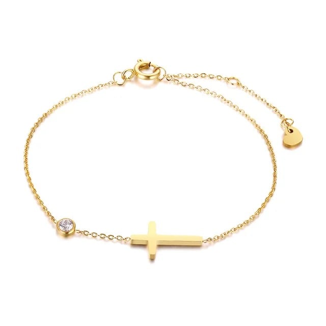 Faith Cross Crystal Bracelet with Adjustable Chain