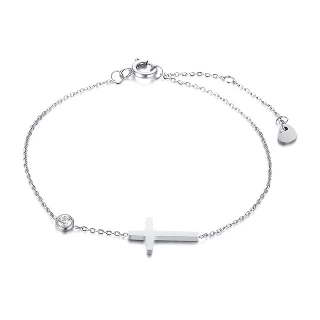 Faith Cross Crystal Bracelet with Adjustable Chain