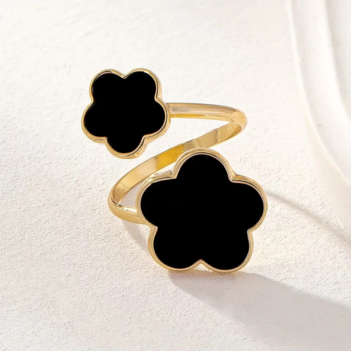 Dual Clover Adjustable Gold Ring