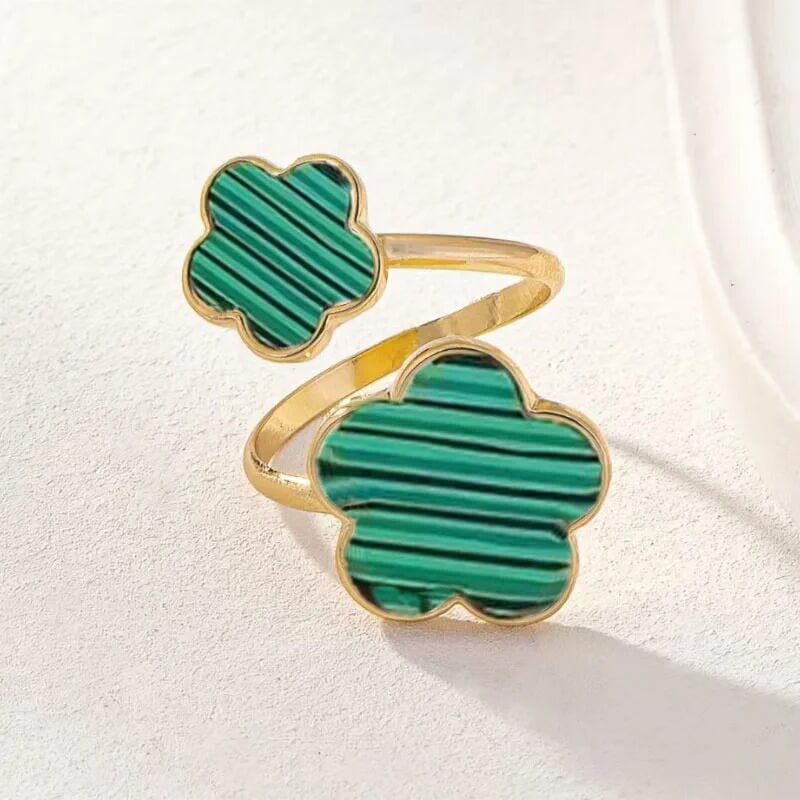 Dual Clover Adjustable Gold Ring