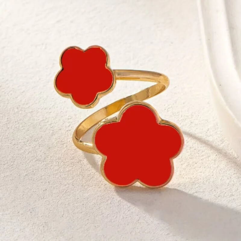 Dual Clover Adjustable Gold Ring