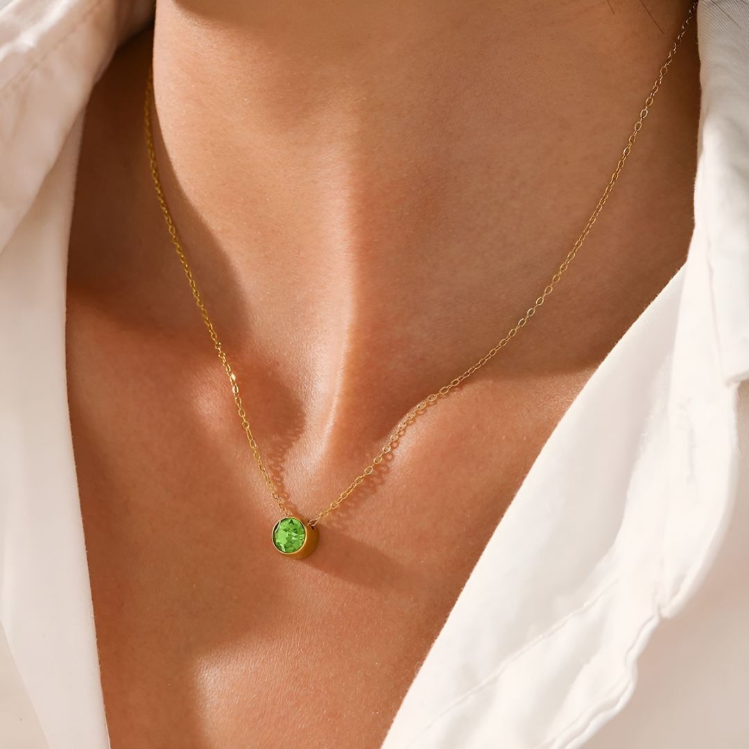 Elegante personalisierte Geburtsstein-Halskette – Anpassbare Edelstein-Anhänger-Schmuck