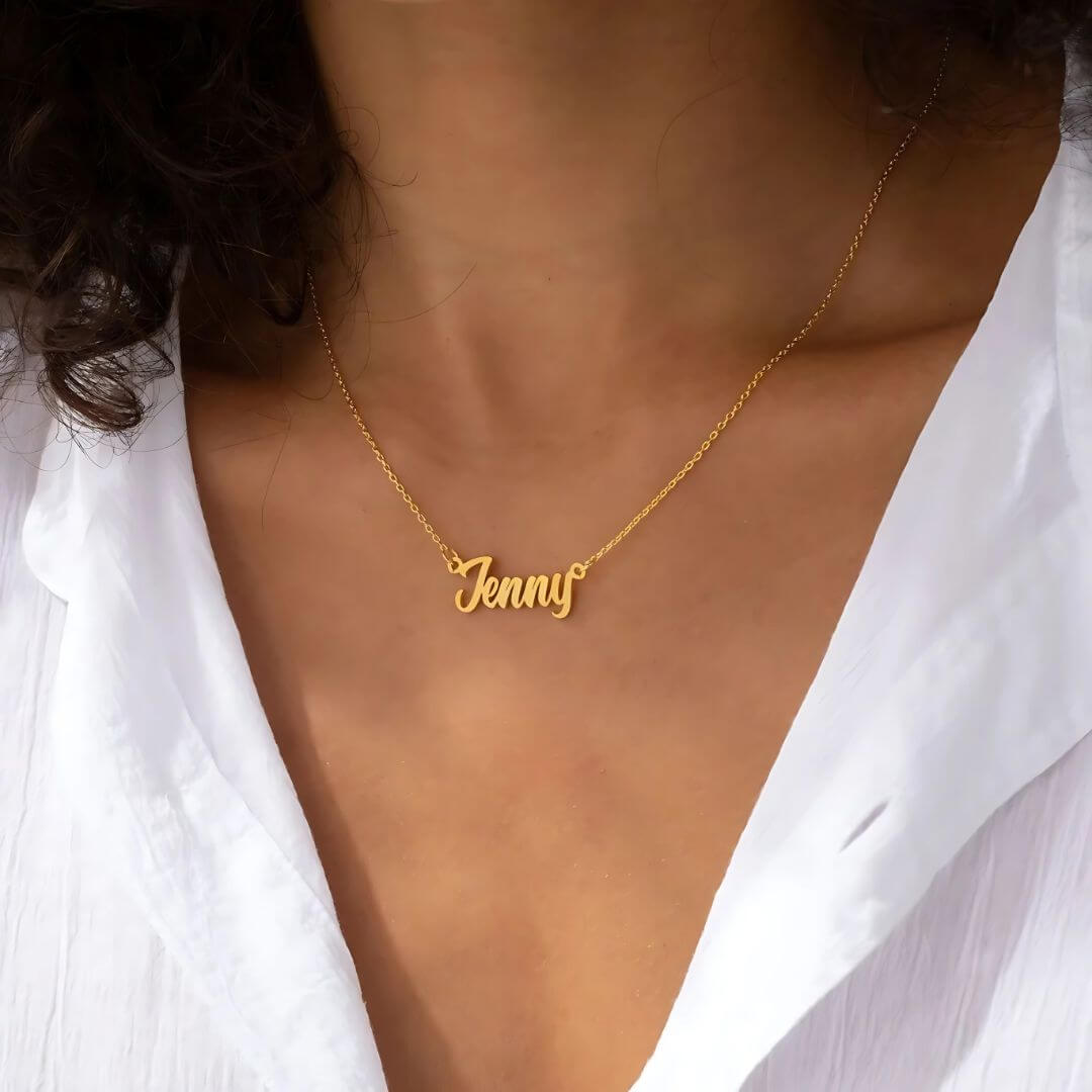Personalisierte Jenny Namenshalskette – Individuelle Gold- und Silber-Namensplaketten-Schmuck