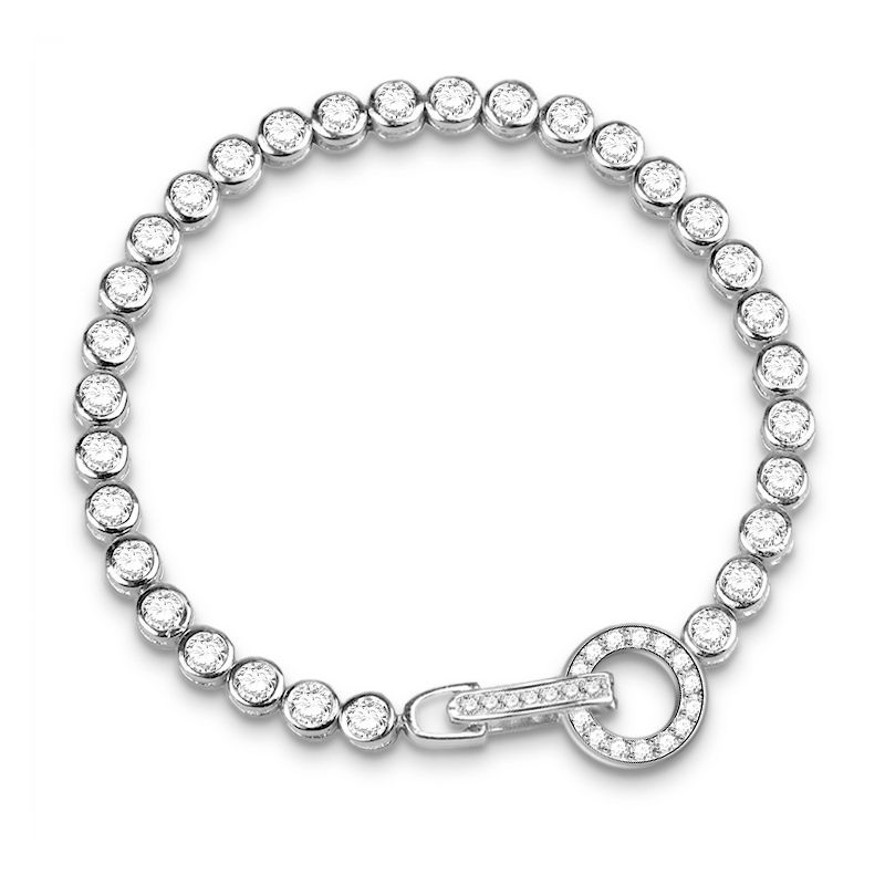 Ewige Eleganz: Armband mit runder Schnalle aus Sterlingsilber und Zirkonia