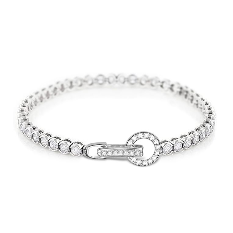 Ewige Eleganz: Armband mit runder Schnalle aus Sterlingsilber und Zirkonia