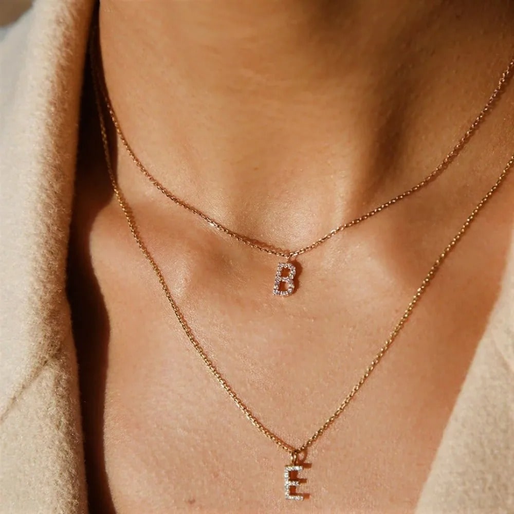 Personalisierte Briella Diamant Initialen Halskette