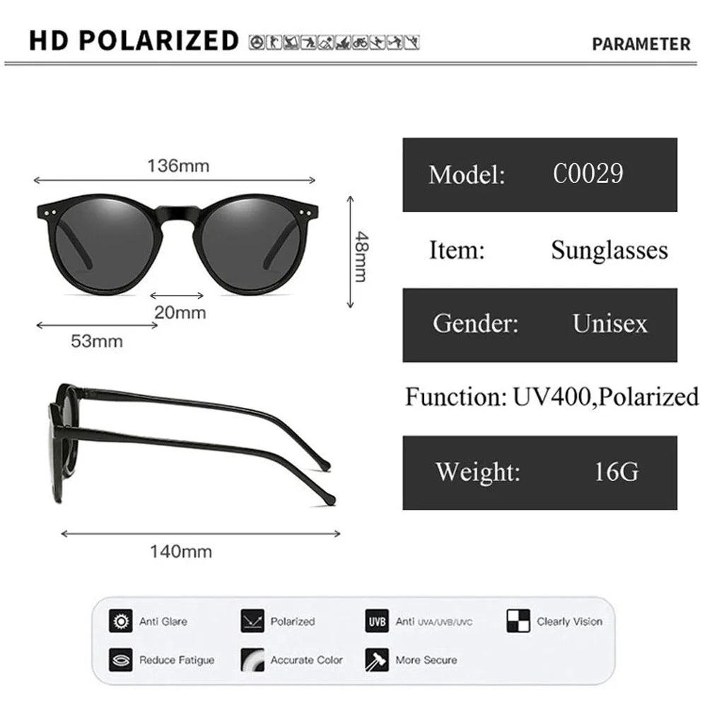 EcoChic Vintage Runde Biobasierte Sonnenbrille
