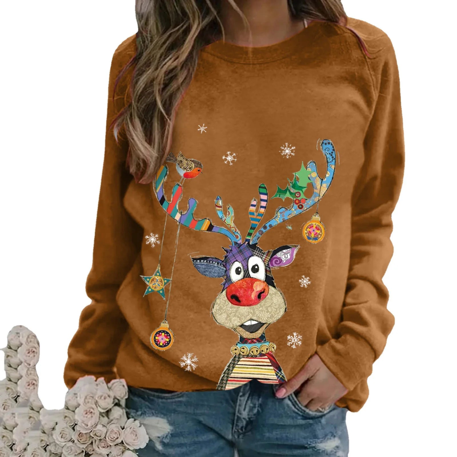 Mehrfarbiger Rentierpullover