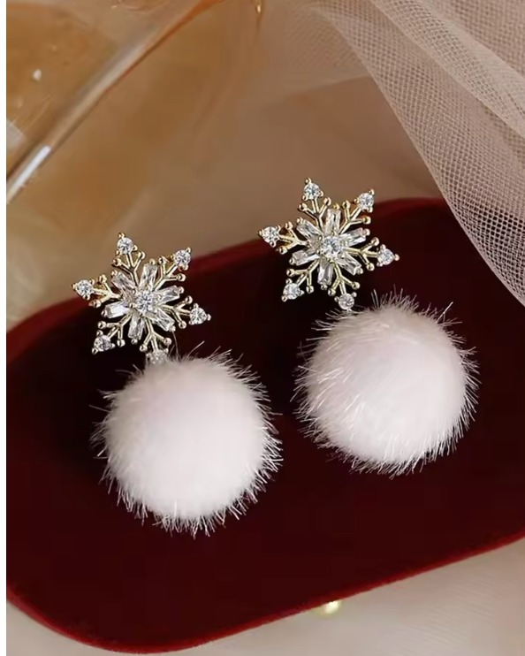 Snowflake Elk Holiday Charm Earrings