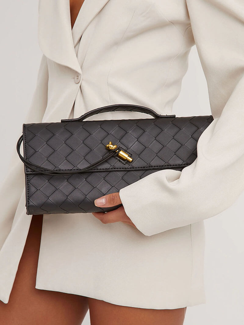 Chic Gewebte Vegane Leder-Clutch