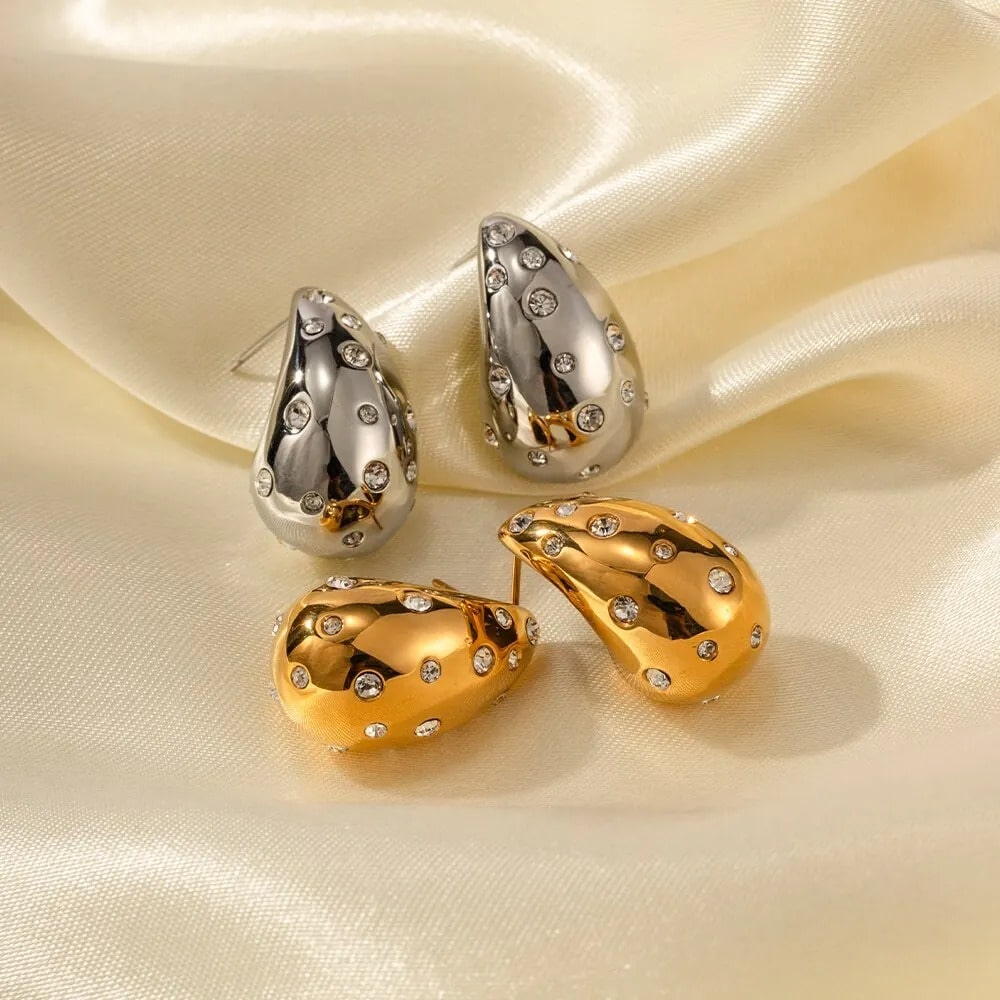 Luxus Tara Tropfen-Diamantohrringe - 18K Gold- und Silberbeschichtet