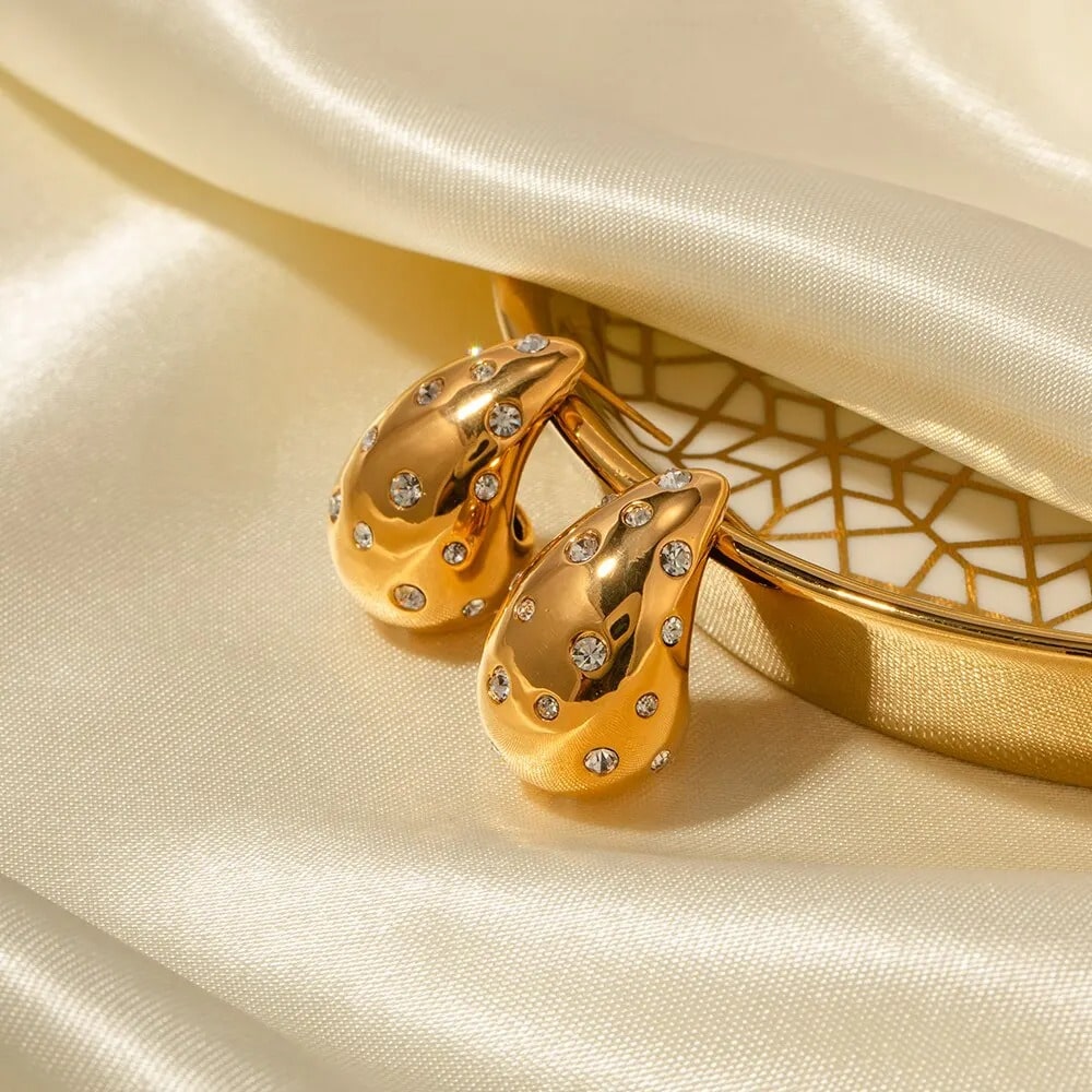 Luxus Tara Tropfen-Diamantohrringe - 18K Gold- und Silberbeschichtet