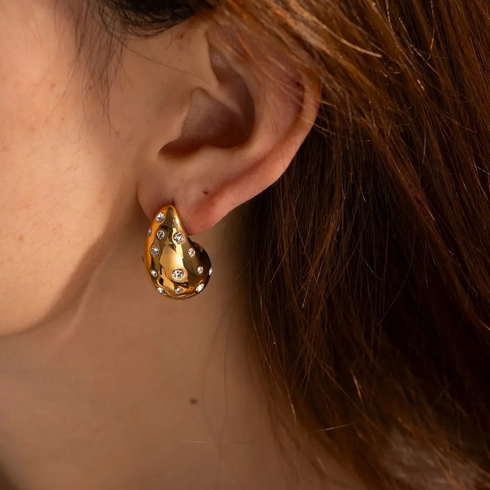 Luxus Tara Tropfen-Diamantohrringe - 18K Gold- und Silberbeschichtet