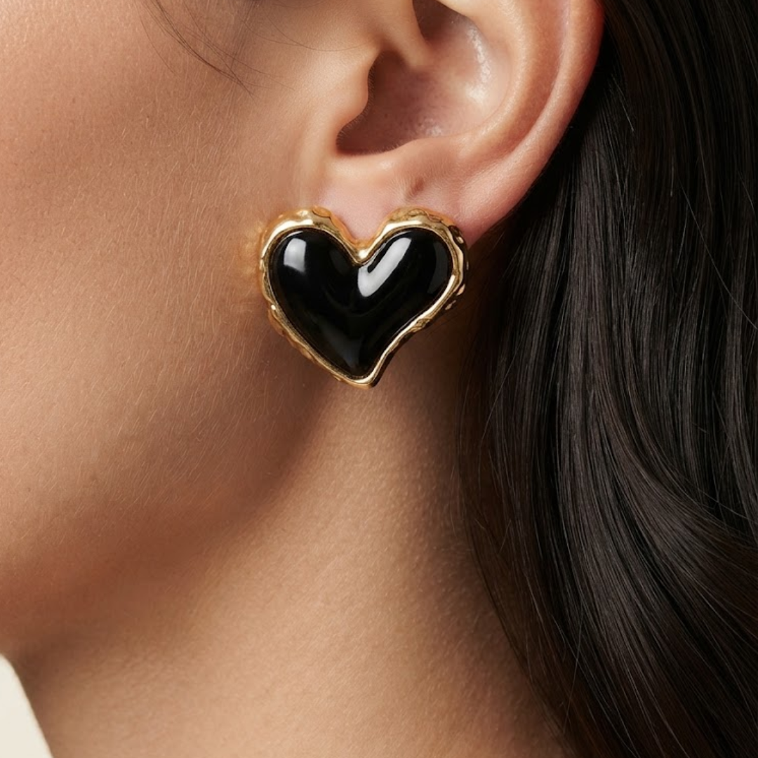 Amari Obsidian Heart Earrings