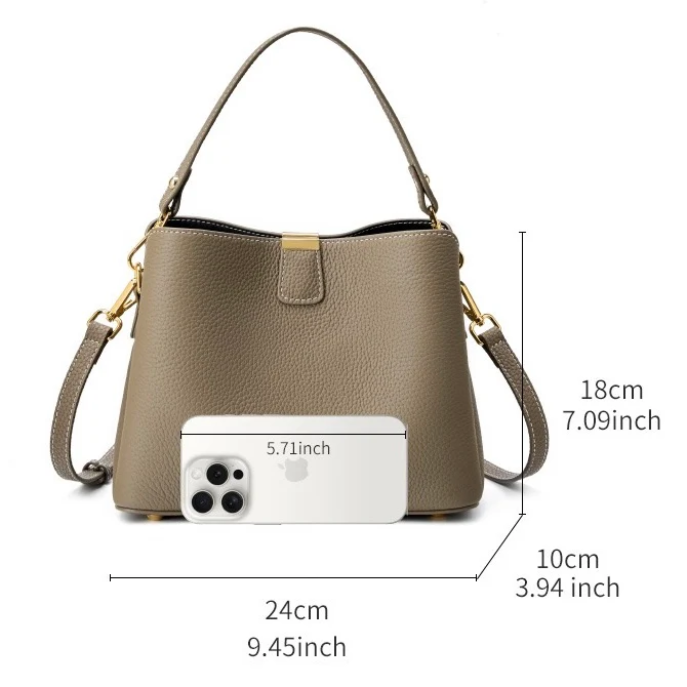 Verona Genuine Leather Bucket Handbag