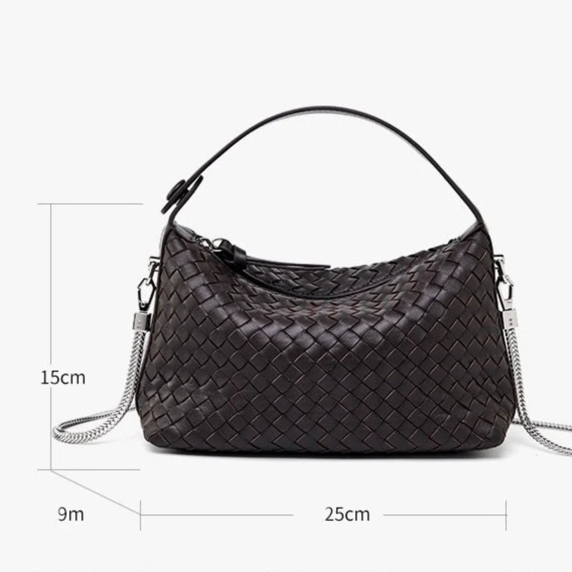 Elaréa Echt Lammfell Leder Geflochtene Clutch mit Kettenriemen