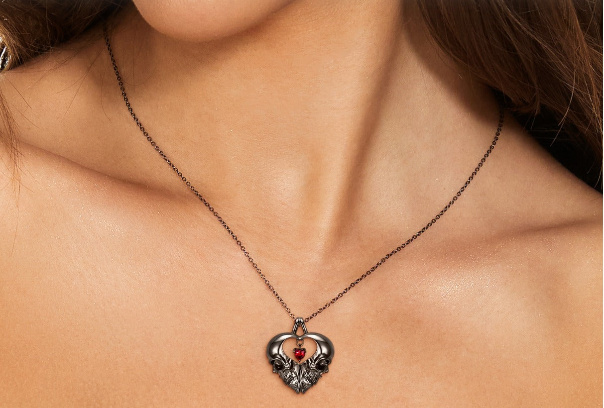 Eternal Love Skull Heart Necklace