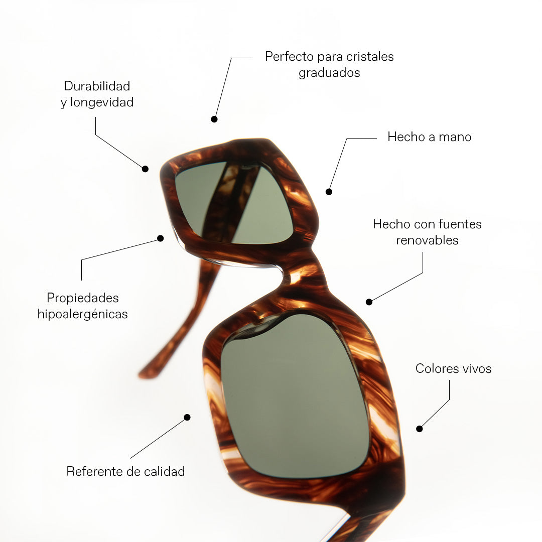 Vintage Charm Square Bio-Acetat Sonnenbrille