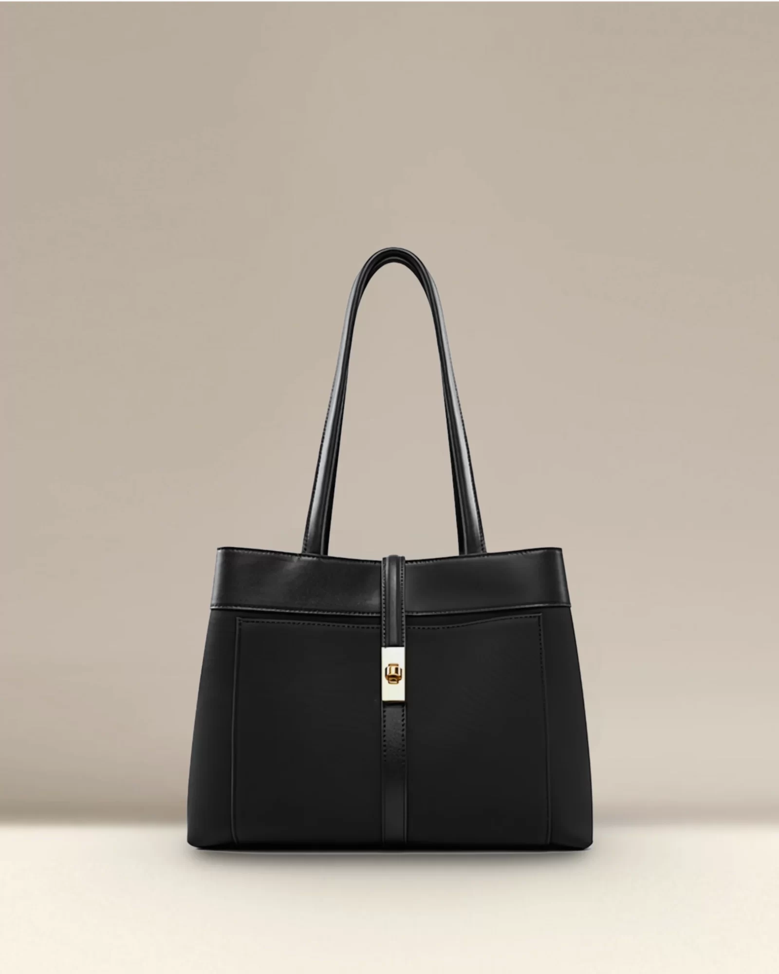 Elegant Harmony Color-Block Leather Tote