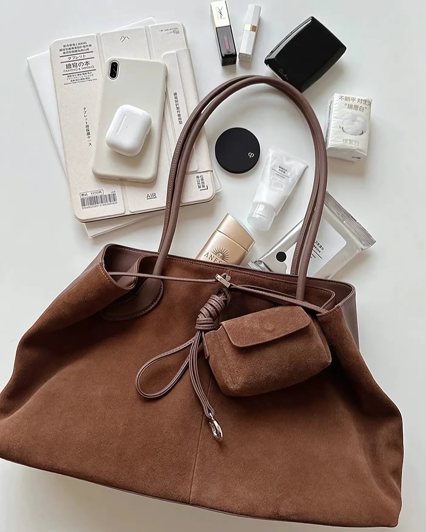 Elegant Vegan Suede Commuter Tote