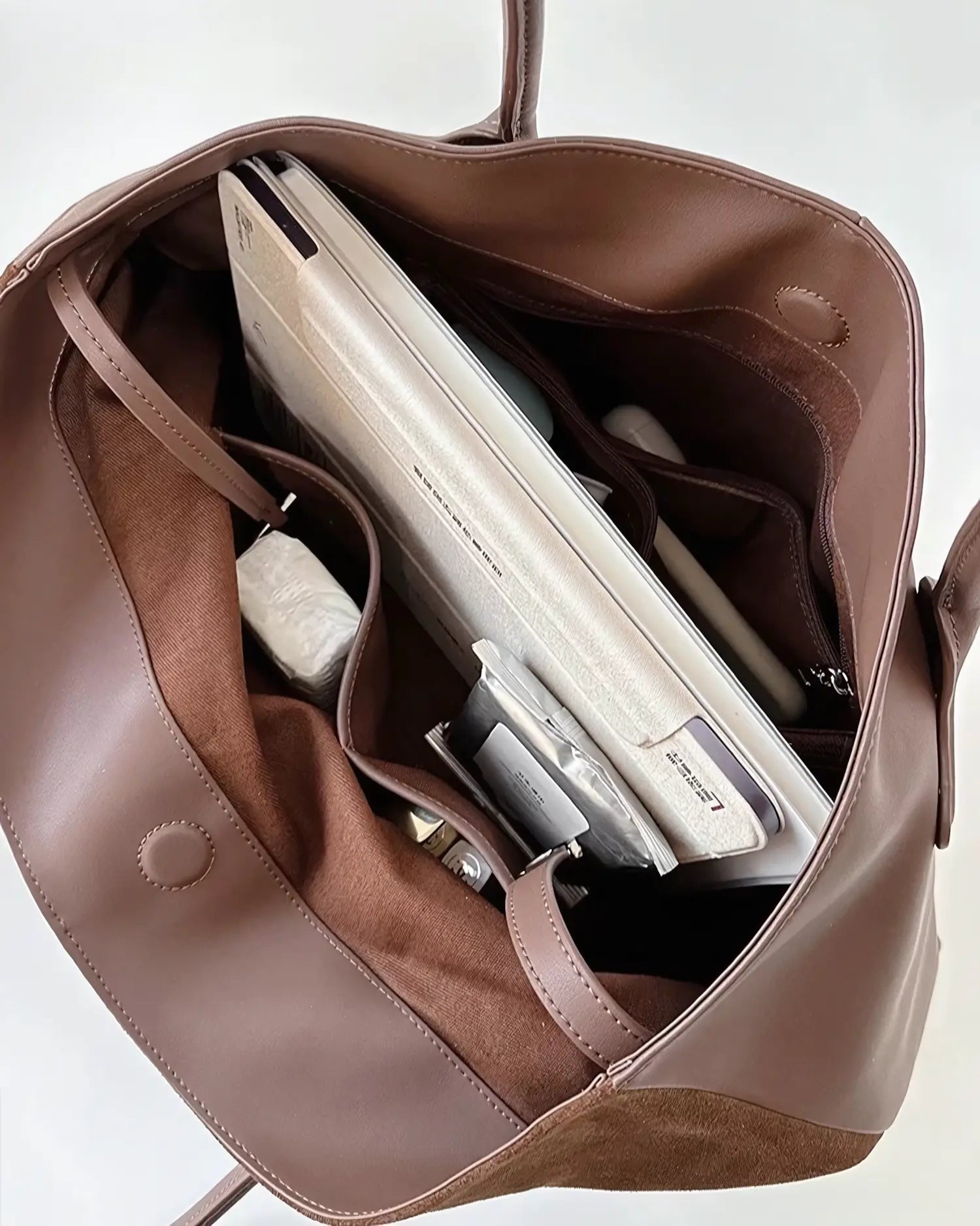 Elegant Vegan Suede Commuter Tote
