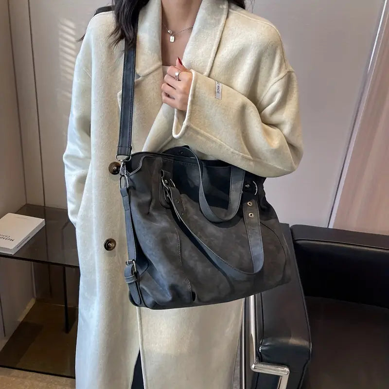Velvet Voyage Vintage Vegan Wildleder-Optik Crossbody Tote