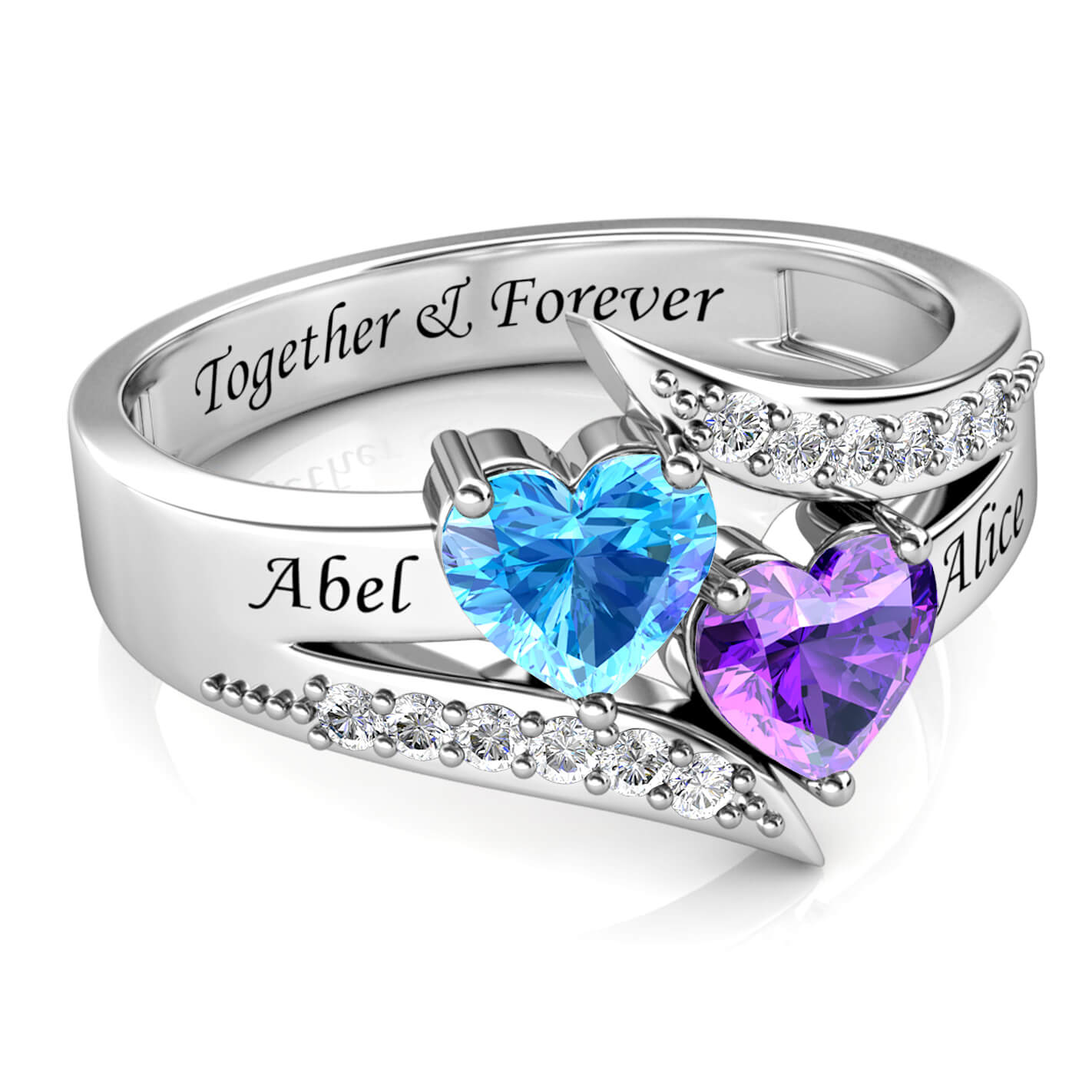 Personalisierter Zirkonring aus 925 Sterling Silber und 18K Gold/Roségold