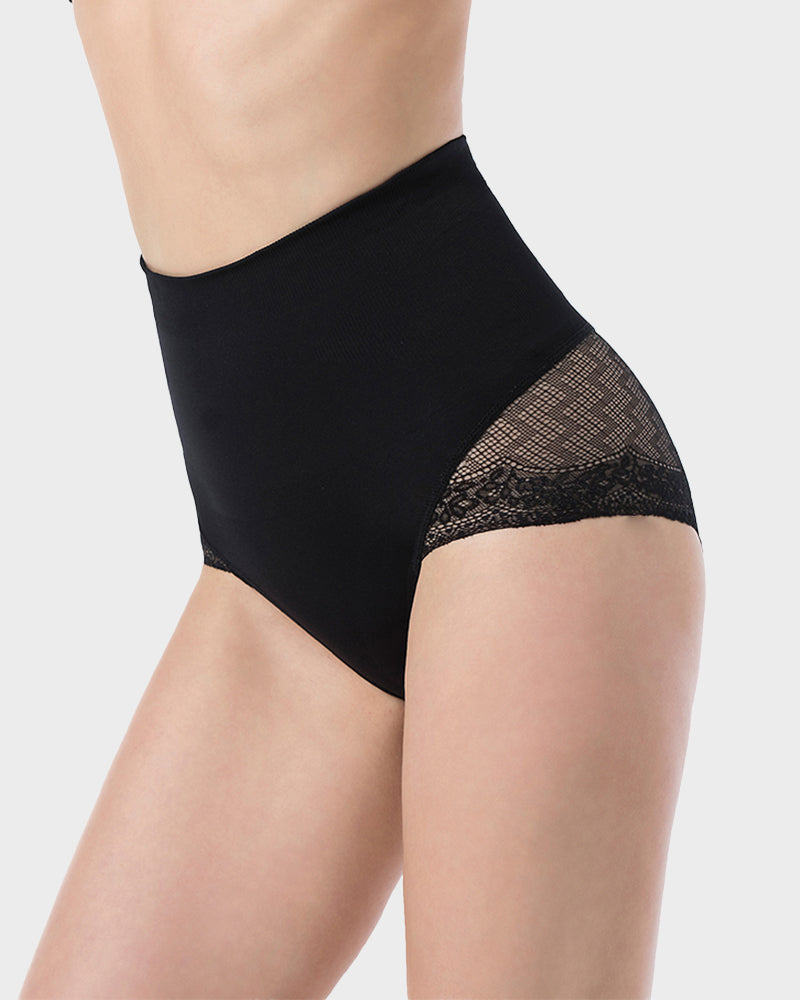 Hochtaillierte Spitzen-Mesh-Bauchkontrolle Shaping Panty