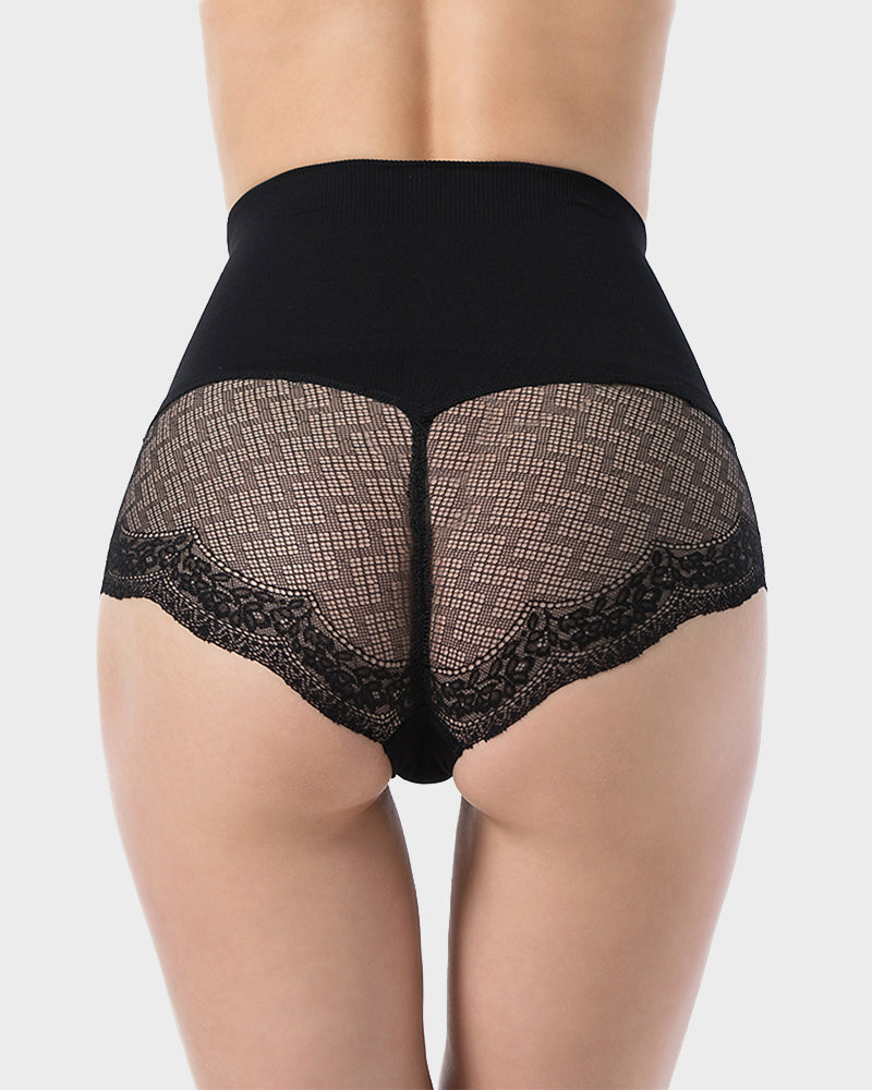 Hochtaillierte Spitzen-Mesh-Bauchkontrolle Shaping Panty
