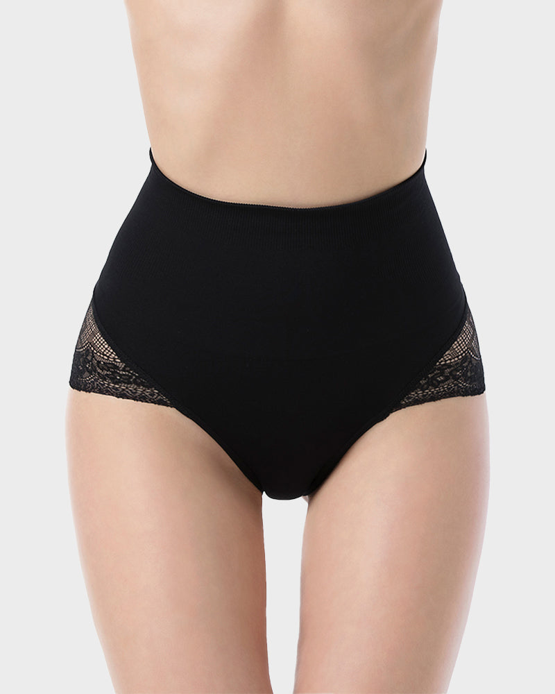 Hochtaillierte Spitzen-Mesh-Bauchkontrolle Shaping Panty