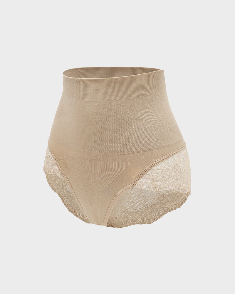 Hochtaillierte Spitzen-Mesh-Bauchkontrolle Shaping Panty