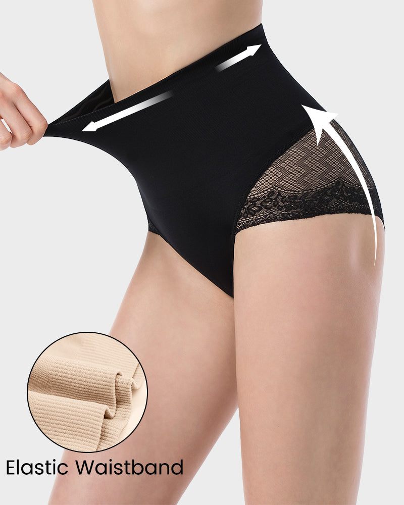 Hochtaillierte Spitzen-Mesh-Bauchkontrolle Shaping Panty