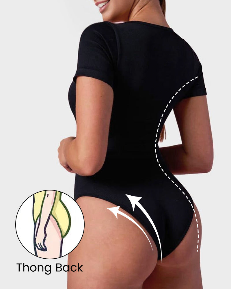 Quadratischer Ausschnitt Thong-Bodysuit