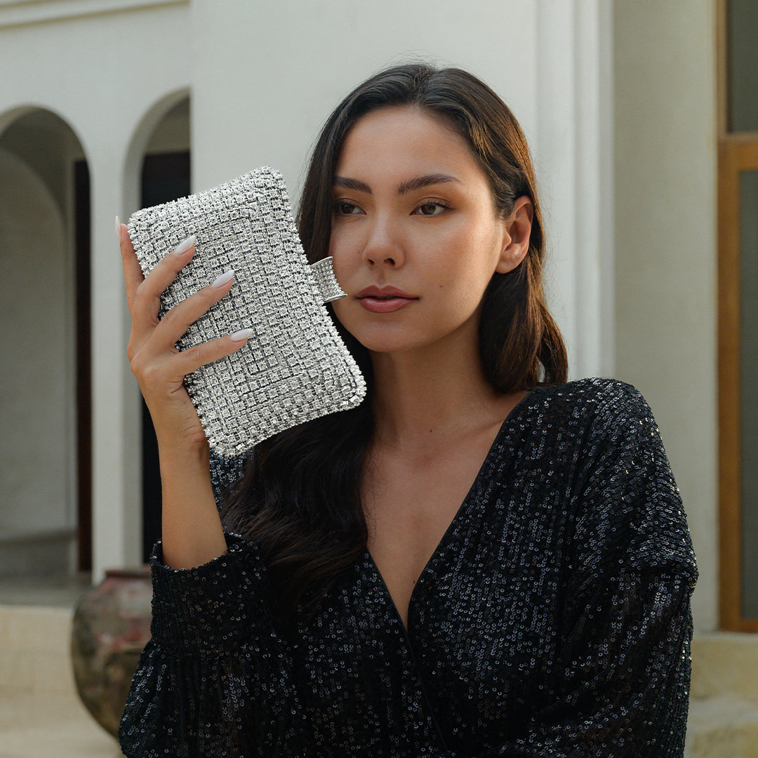 Glitzer Clutch Bag – Elegante Abendtasche mit abnehmbarem Kettenriemen für Hochzeiten und Partys