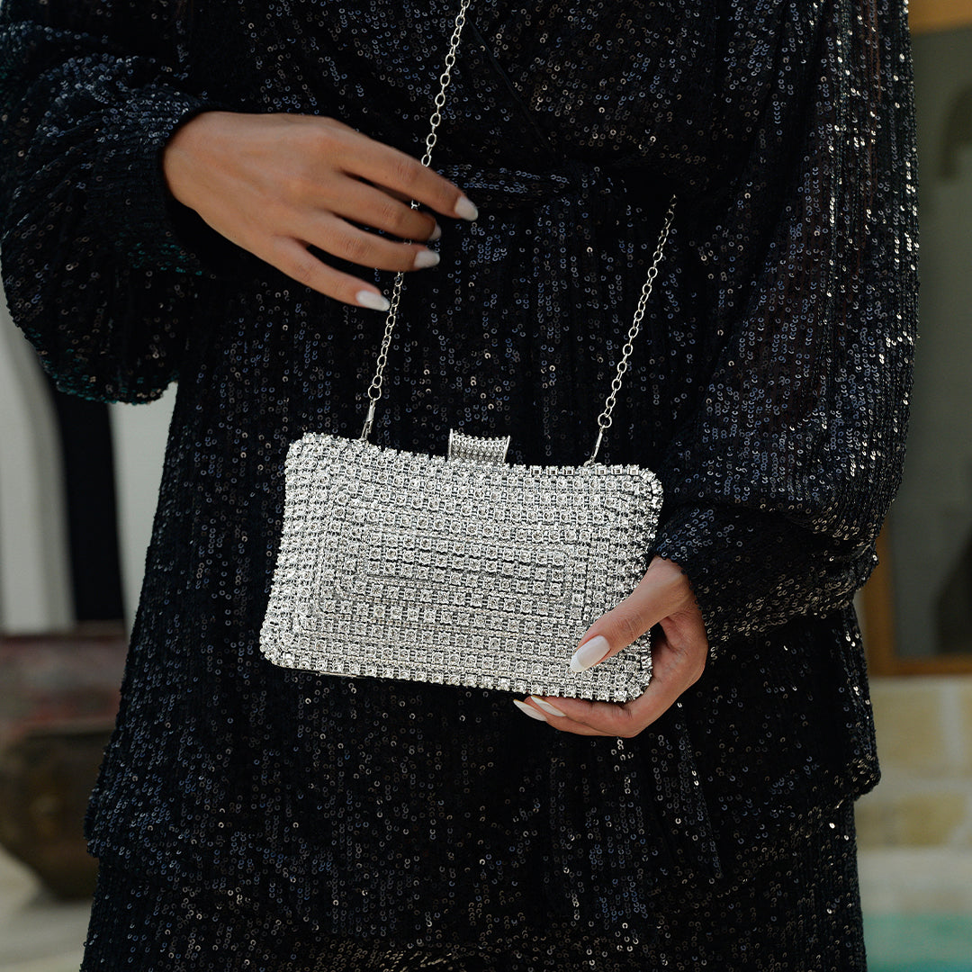 Glitzer Clutch Bag – Elegante Abendtasche mit abnehmbarem Kettenriemen für Hochzeiten und Partys