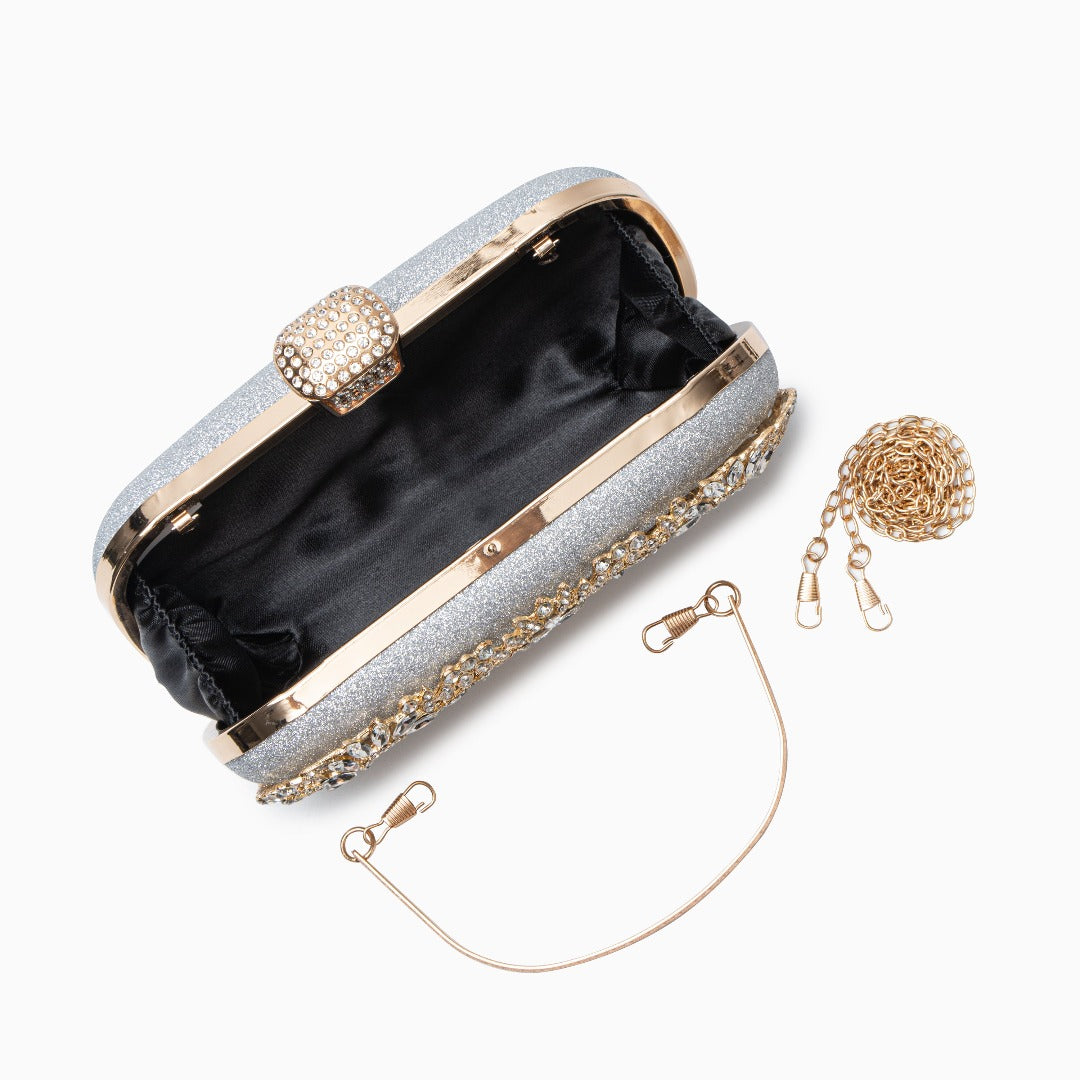 Funkelnde Blumen-Kristall-Abendtasche