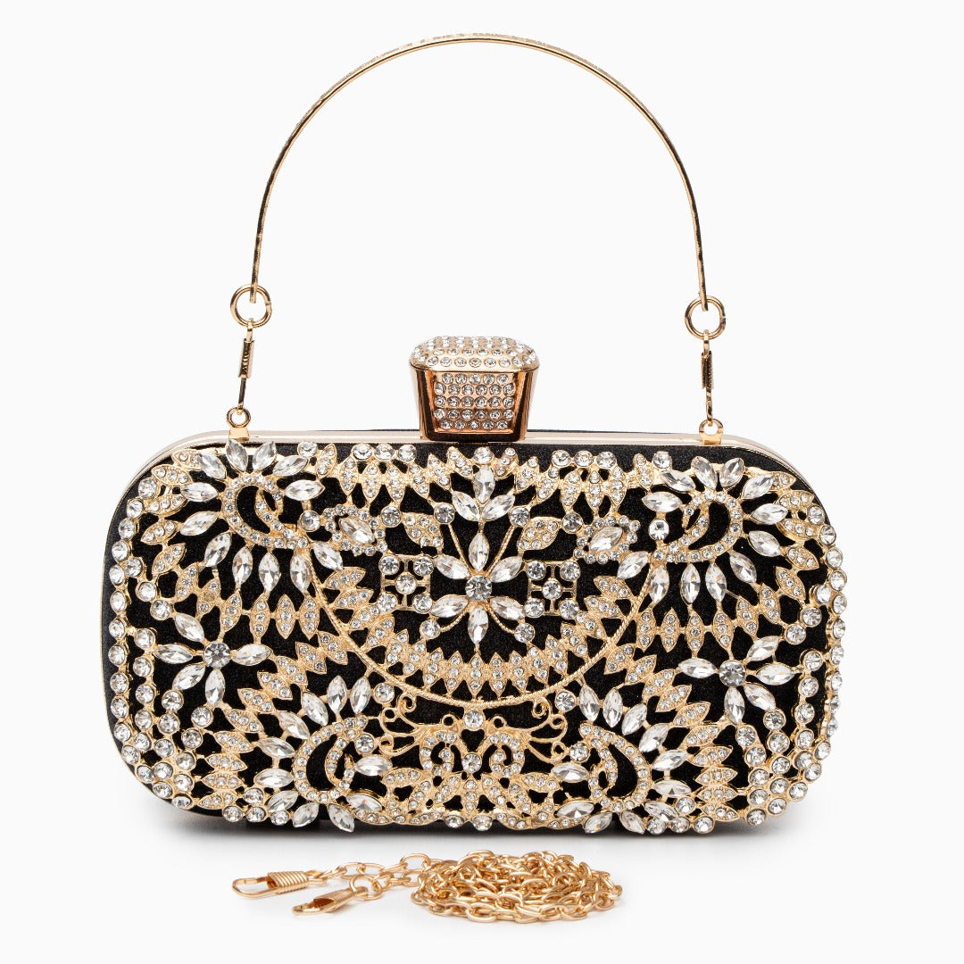 Funkelnde Blumen-Kristall-Abendtasche