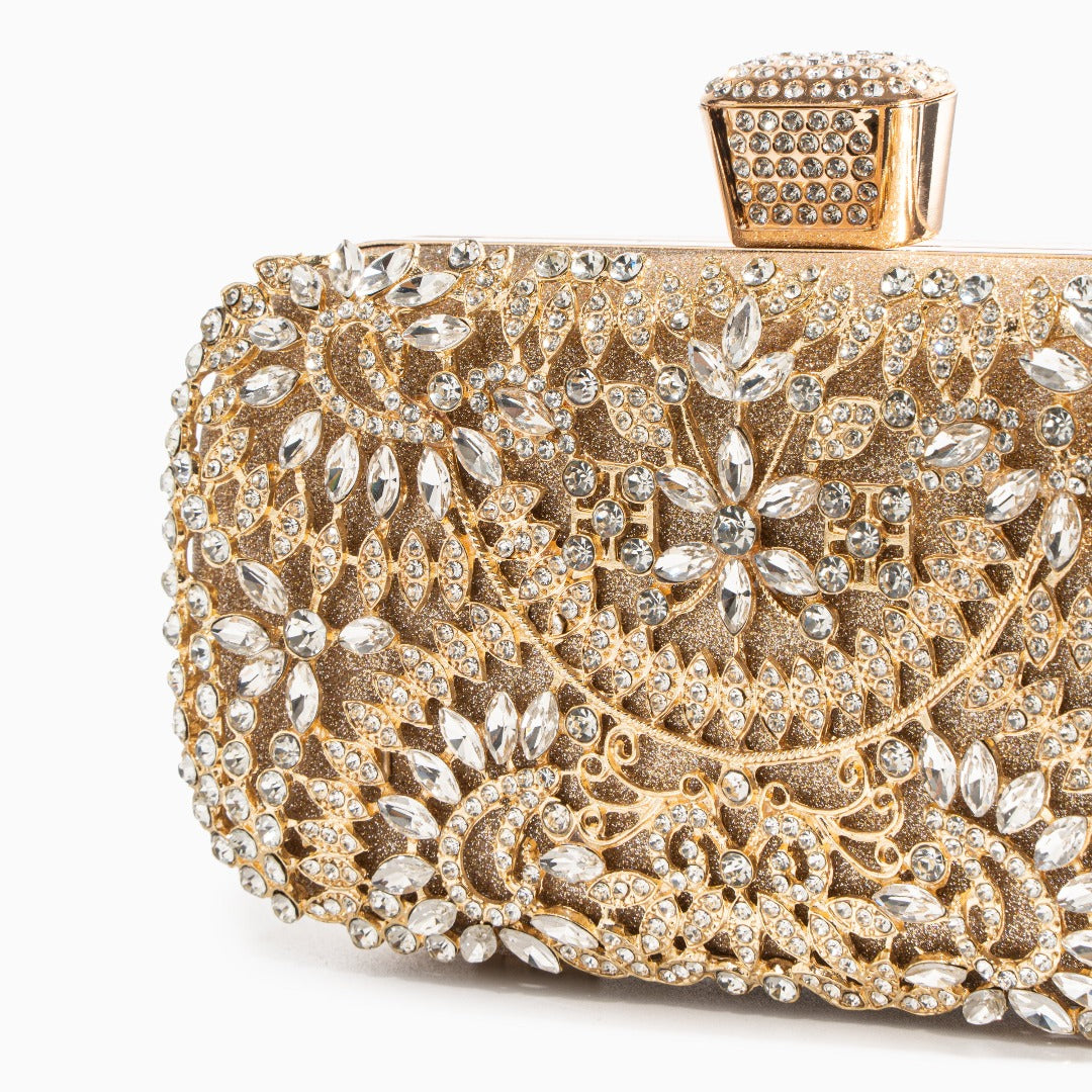 Funkelnde Blumen-Kristall-Abendtasche