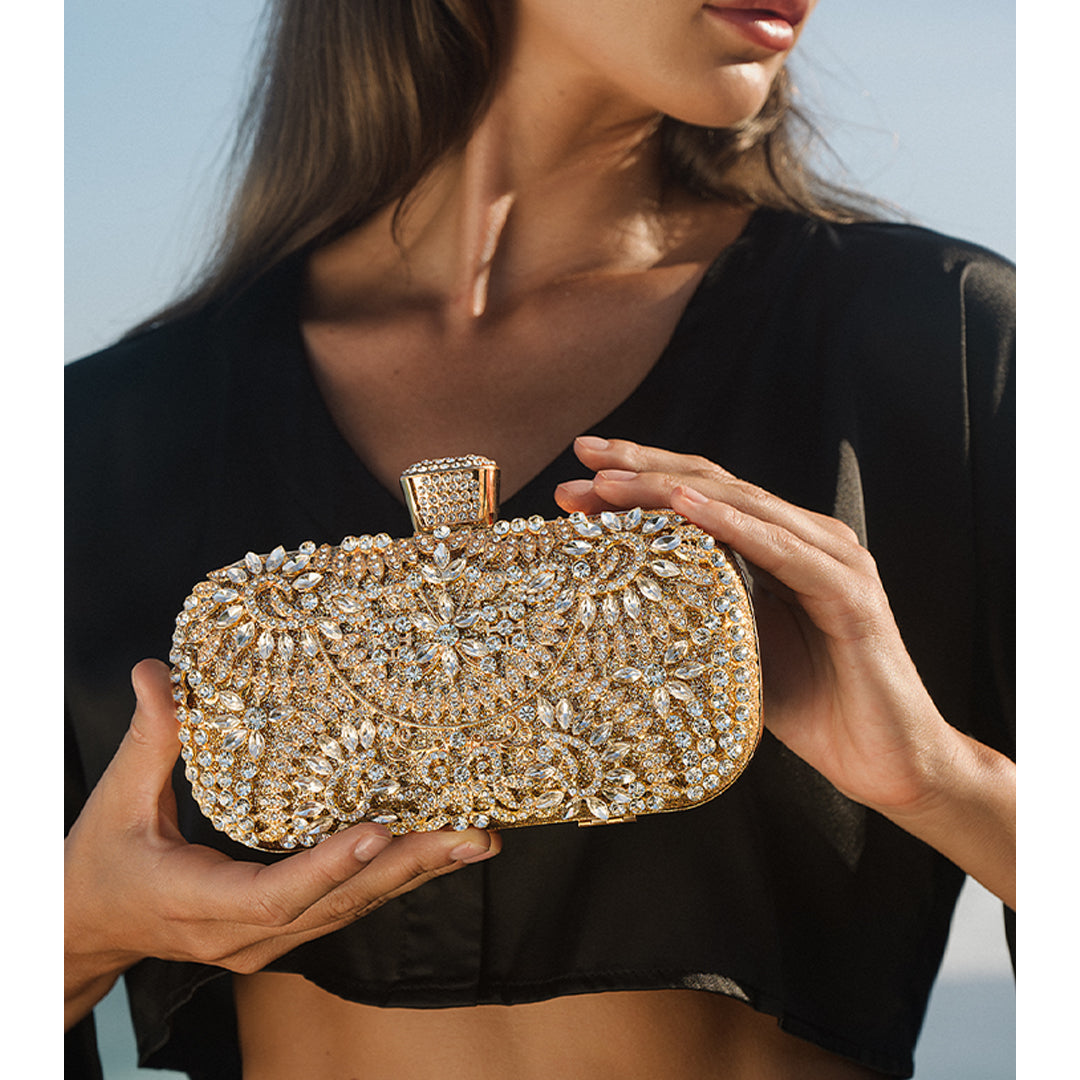Funkelnde Blumen-Kristall-Abendtasche