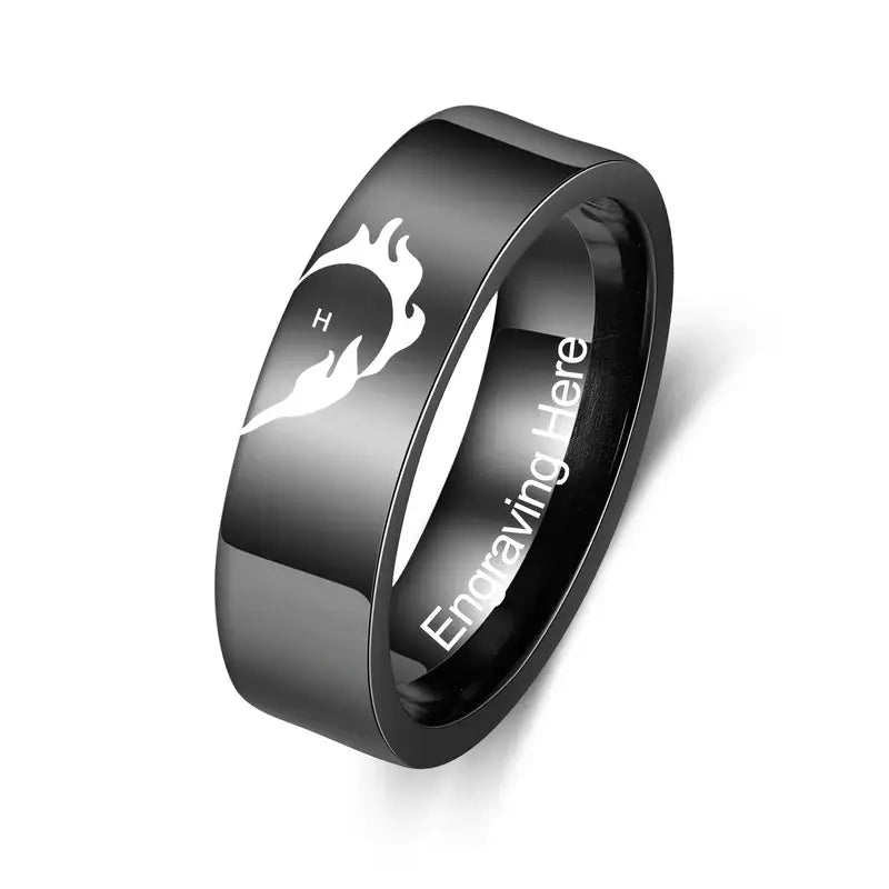 Initiale Paar-Ringe | Herz-Matching-Ringe | Sein und Ihr Ring mit Gravur | 2 Stücke