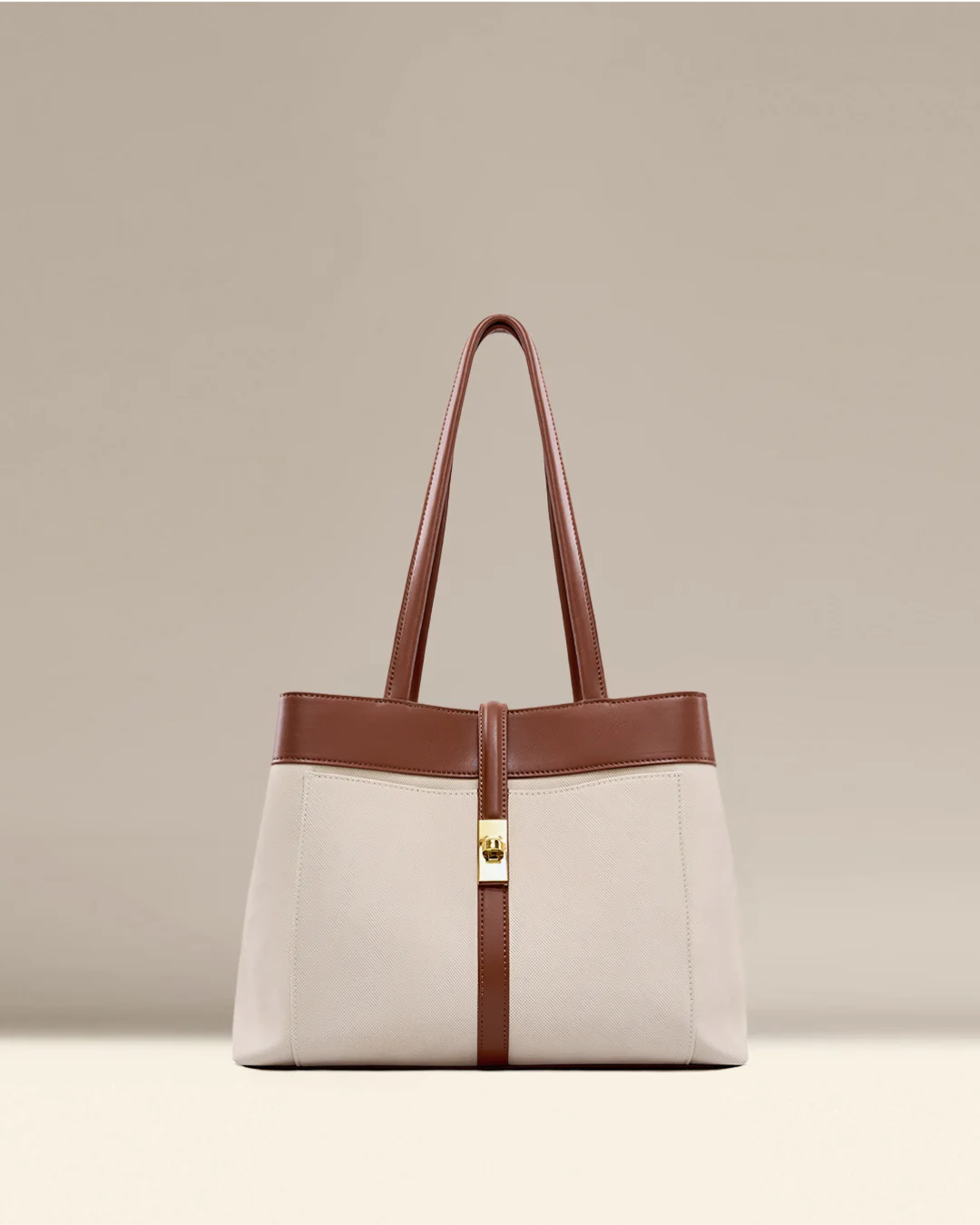 Elegant Harmony Color-Block Leather Tote