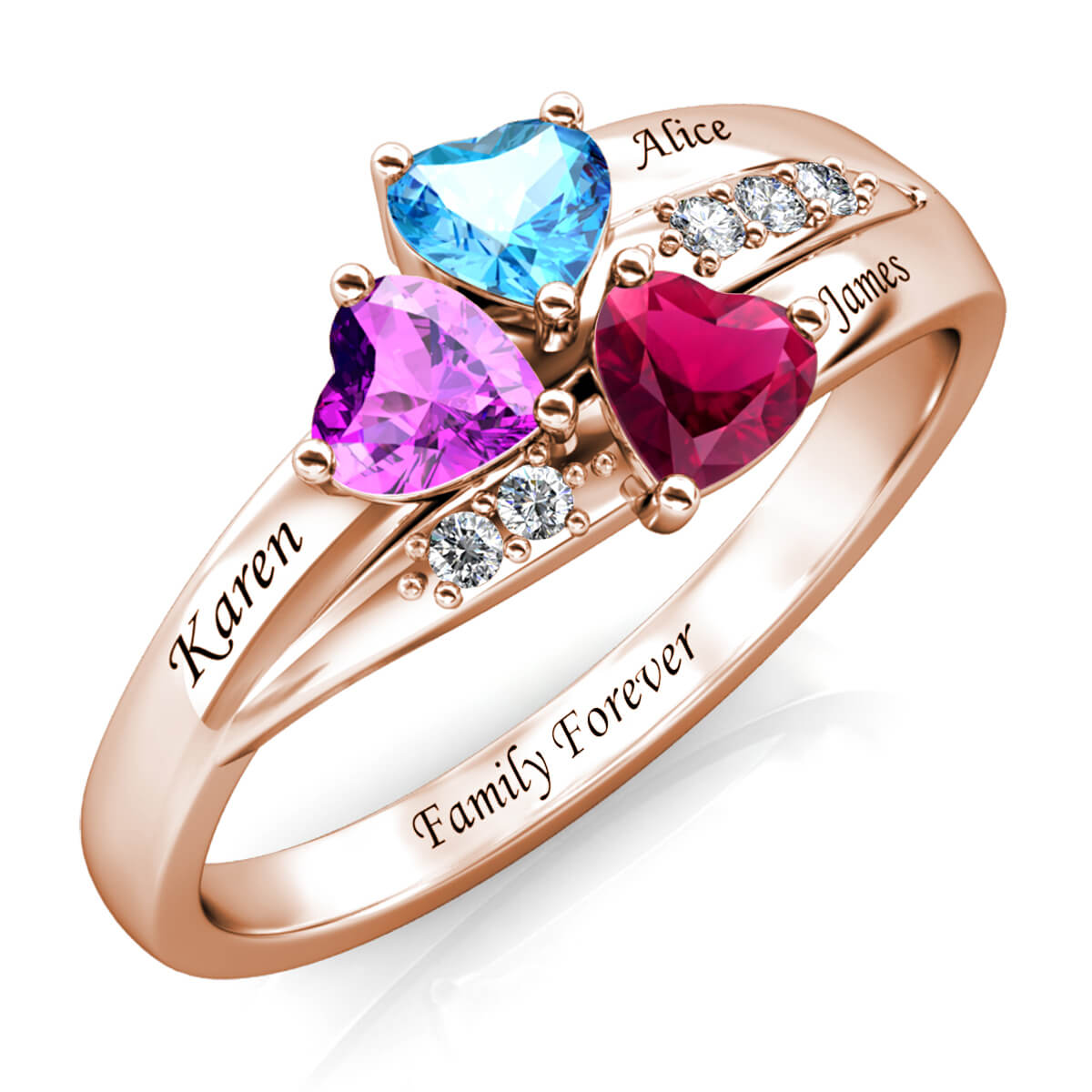 18K Roségold personalisierter Zirkonring