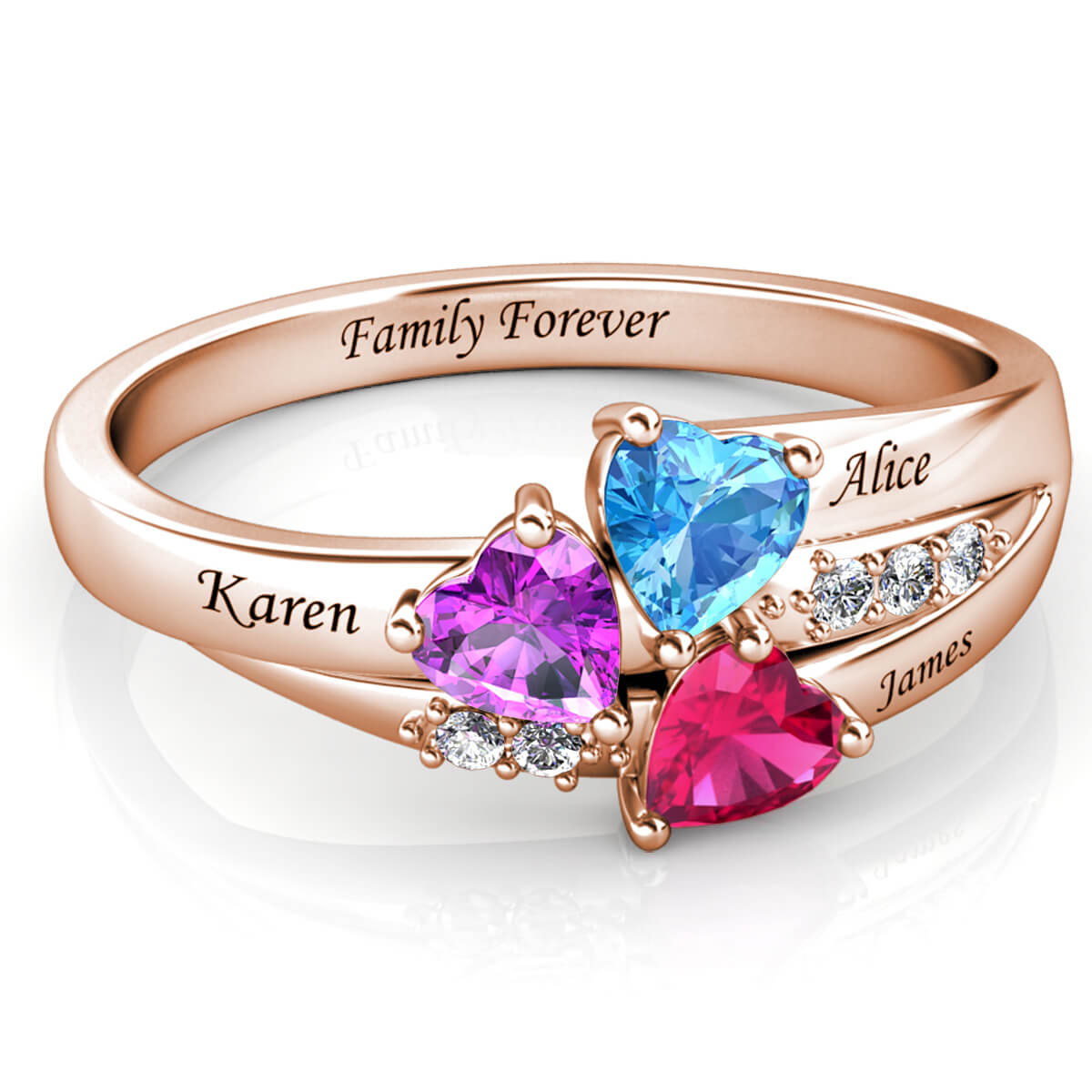 18K Roségold personalisierter Zirkonring