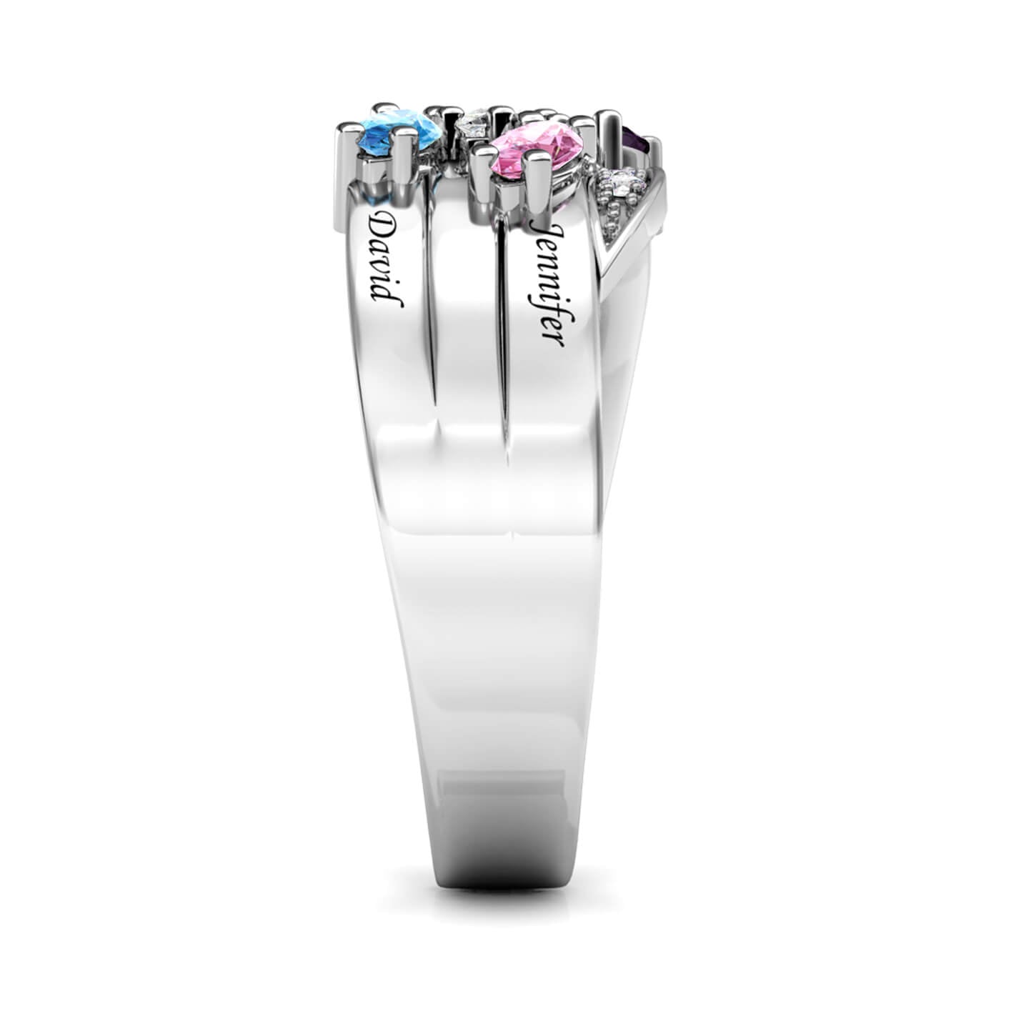 Personalisierter Ring für Mama, Gravur Name Ring für sie, 5 Geburtssteine Ring