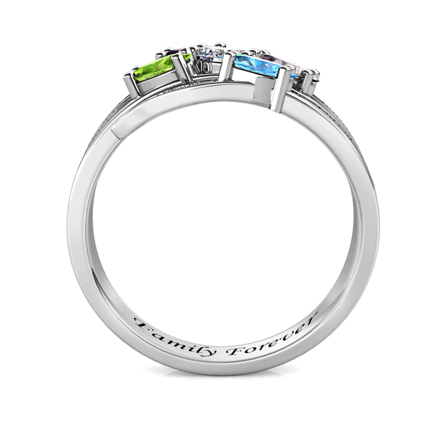 Personalisierter Ring für Mama, Gravur Name Ring für sie, 5 Geburtssteine Ring