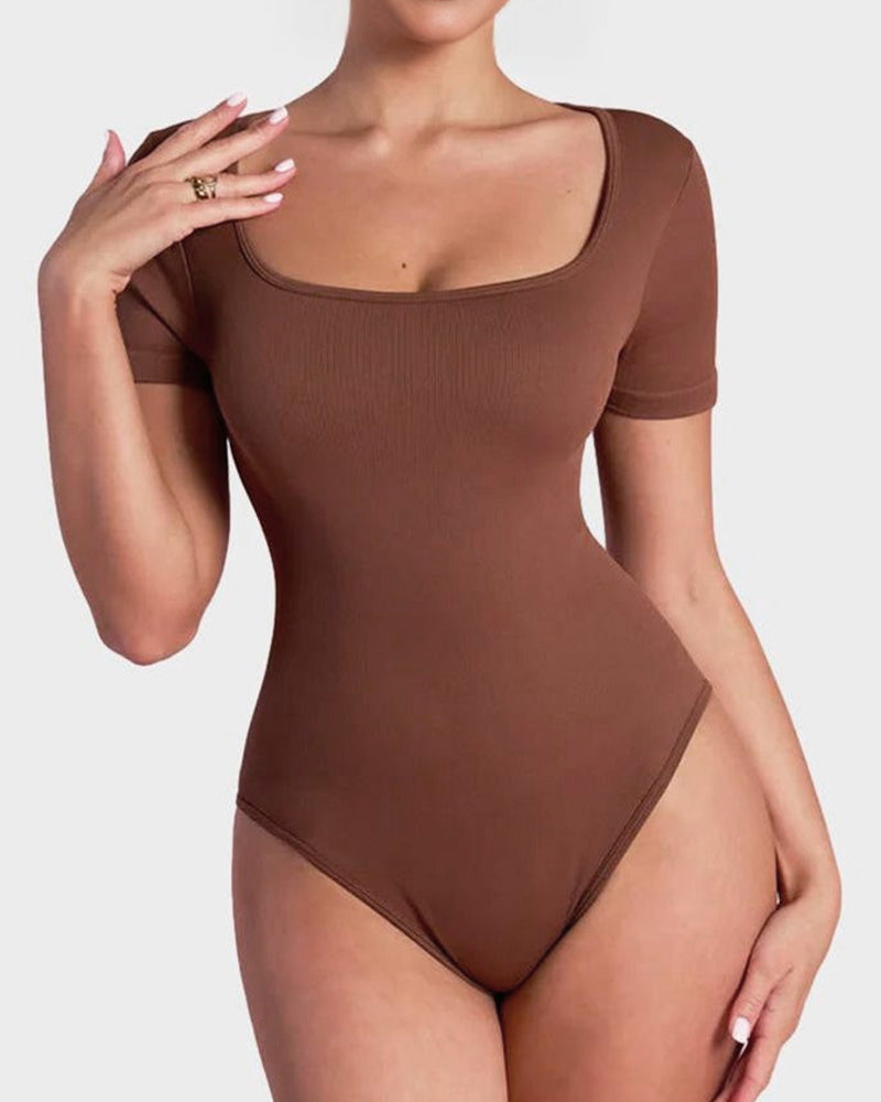 Quadratischer Ausschnitt Thong-Bodysuit