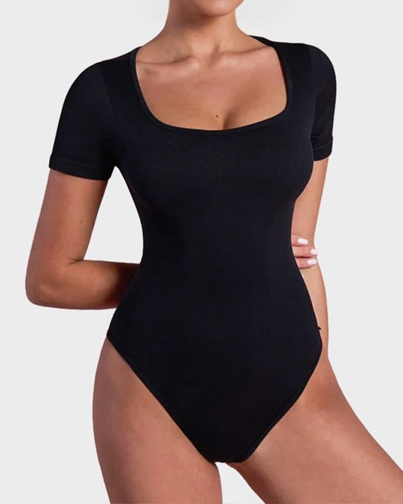 Quadratischer Ausschnitt Thong-Bodysuit